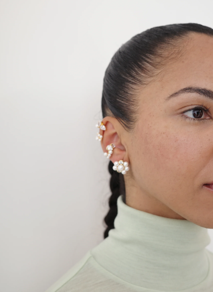 Chasing Shadows III Pearl and Zirconia Gold Vermeil Ear Cuff